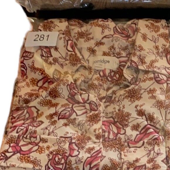 Anthropologie Porridge Womens Wine Floral Mixed Print Top Collar Button Down M - Picture 13 of 13